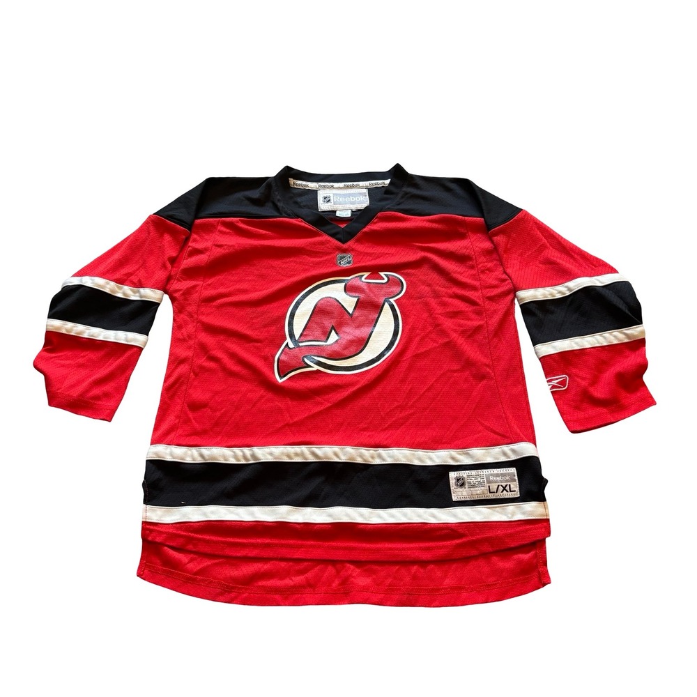Reebok New Jersey Devils NHL Hockey Jersey Red Black Youth‎ L/XL